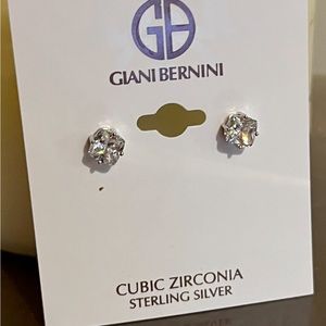 Giani Bernini Round Solitaire cubic zirconia sterling silver studs